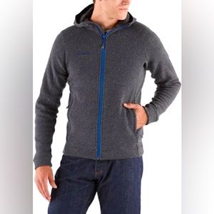 Mammut Men’s Gray Wool Fleece Full Zipper Hoodie Jacket Sweater XXL